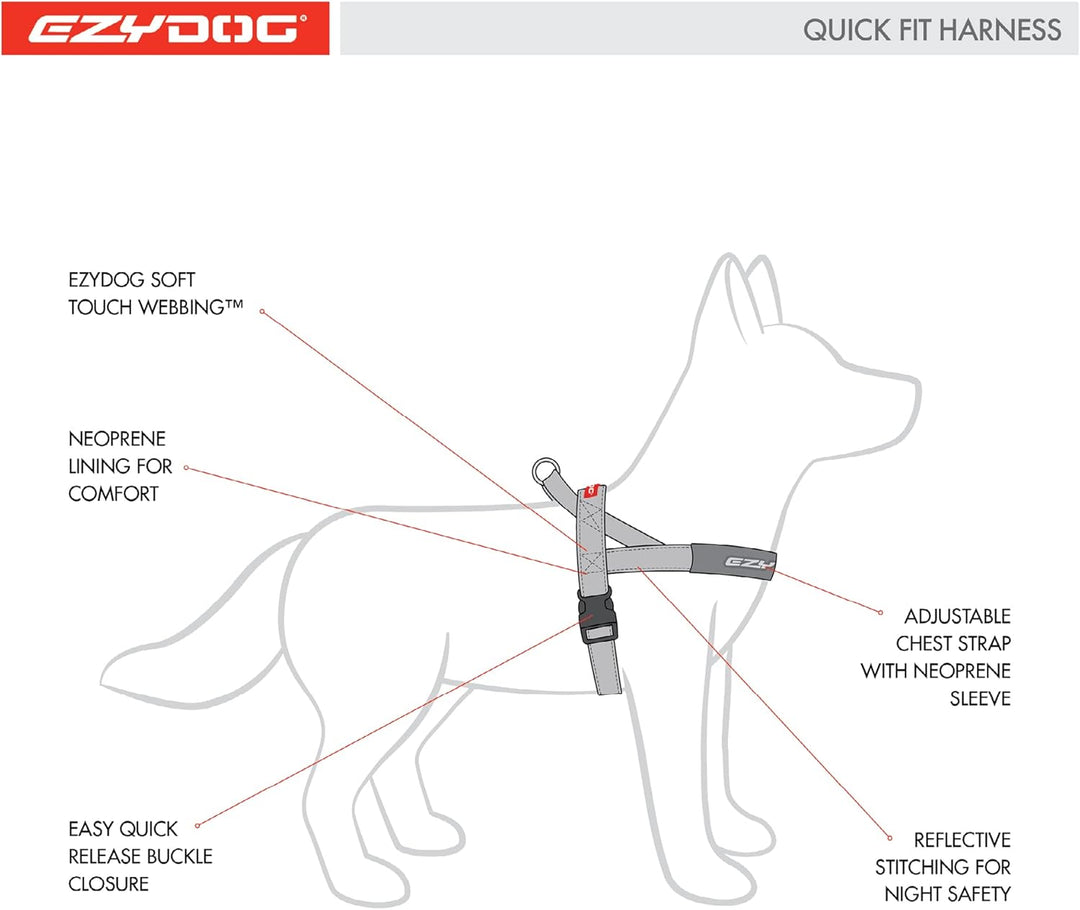 EzyDog 5708214206069 Quick Fit Geschirr Blaze, L, orange Orange L, Orange L