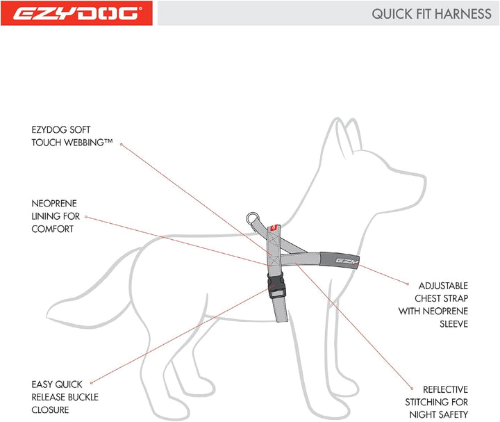 EzyDog 5708214206069 Quick Fit Geschirr Blaze, L, orange Orange L, Orange L