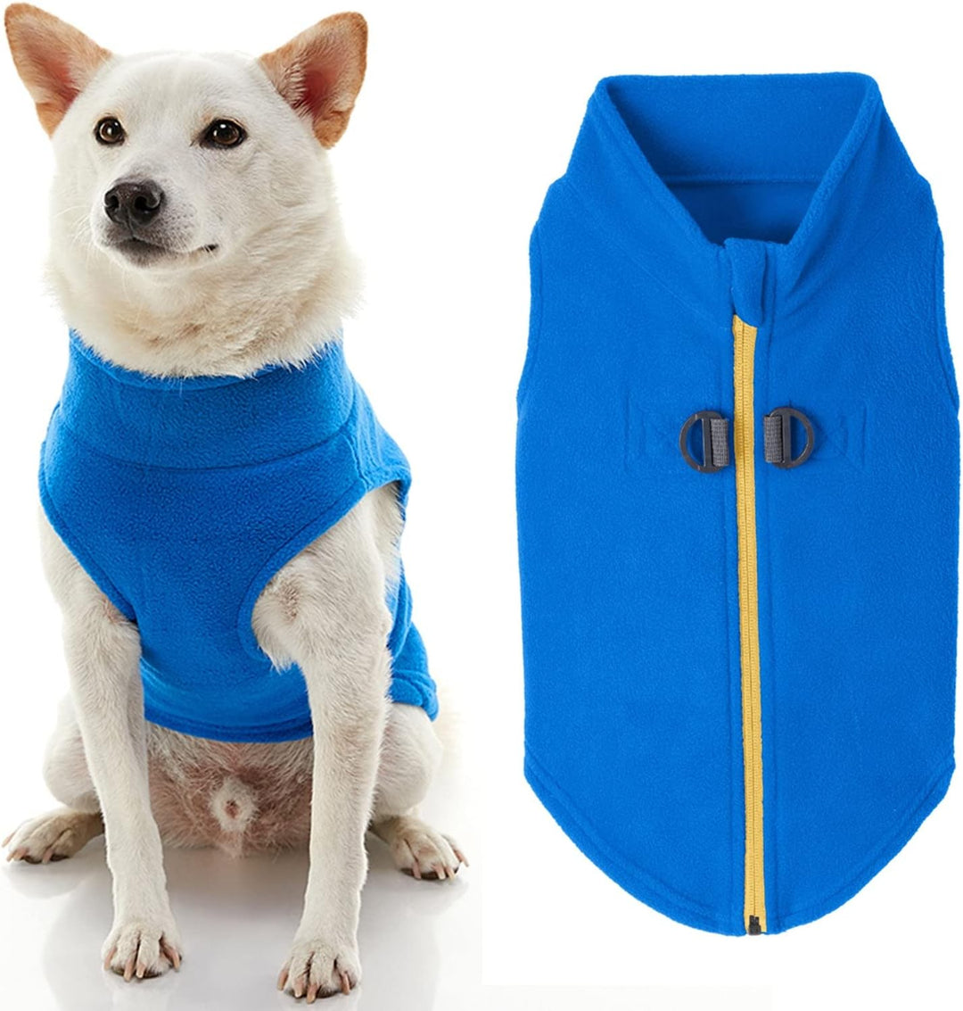 Gooby Fleece-Hundepullover mit Reissverschluss – Blau, Grösse S – warme Fleece-Hundejacke zum Hinein