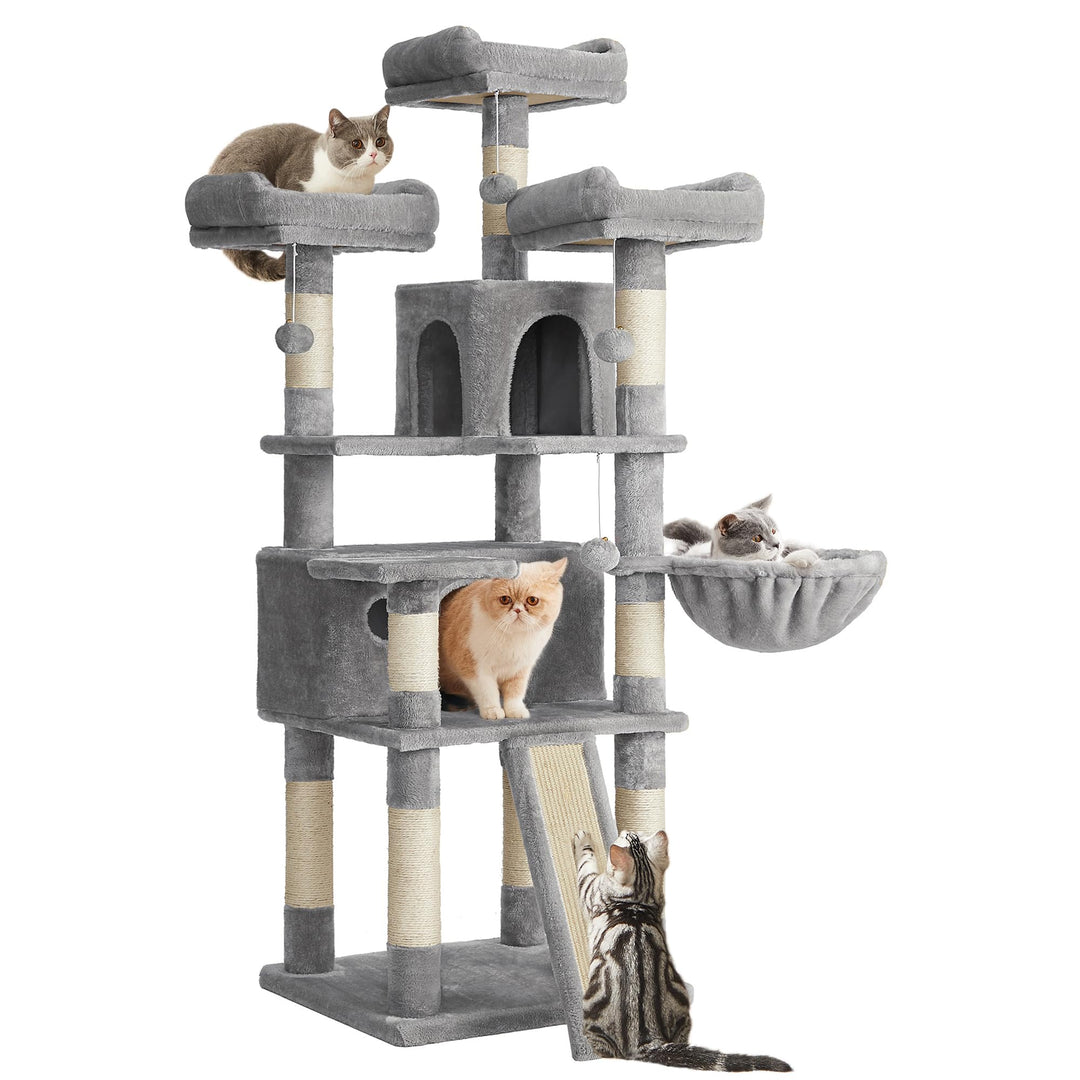 Feandrea Kratzbaum, XXL Katzenbaum, 169 cm, hellgrau PCT019W01 Hellgrau 54L x 49B x 169H cm, Hellgra
