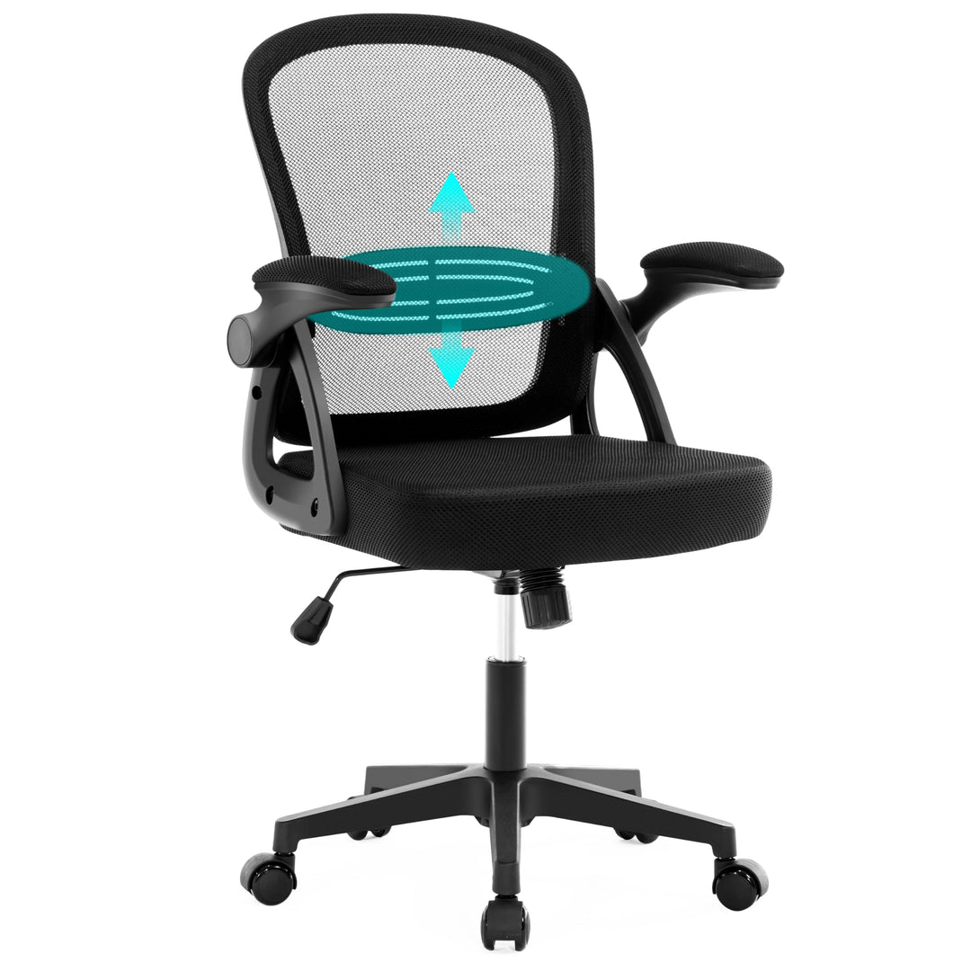 Fizzin Ergonomischer Bürostuhl Schwarz Schreibtischstuhl, 150 kg | Mesh Drehstuhl mit gepolsterten k