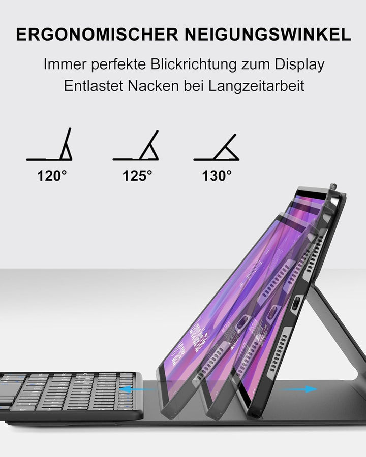 Hülle mit Touchpad für Lenovo Idea Tab 11 (2025) Bluetooth Tastatur, Trackpad Schutzcase QWERTZ, Kom