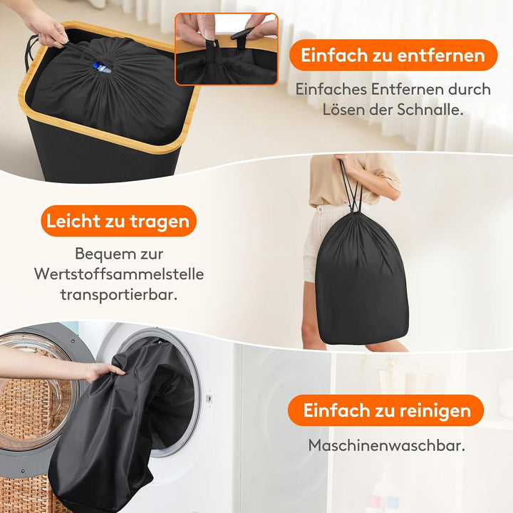 Lifewit Pfandflaschen Sammelbehälter mit Deckel, 100L Bambus Gross Leergut Sammelbehälte, Altglas Au