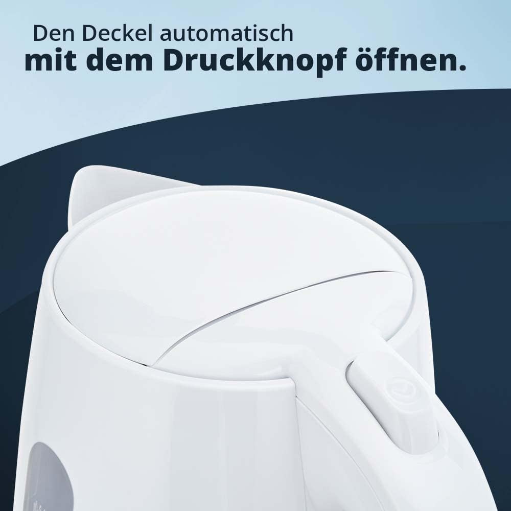 KHG Wasserkocher für 1,7 Liter Wasser, 2.200 Watt, kabellose Kanne, 360° Sockel, Abschaltautomatik,