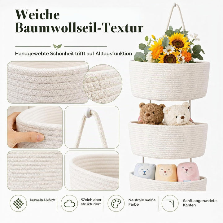 STATVAST 2 Stück Hängeorganizer Organizer Wand, weiss Premium Leinen Organizer mit 3 stufiger Hängek
