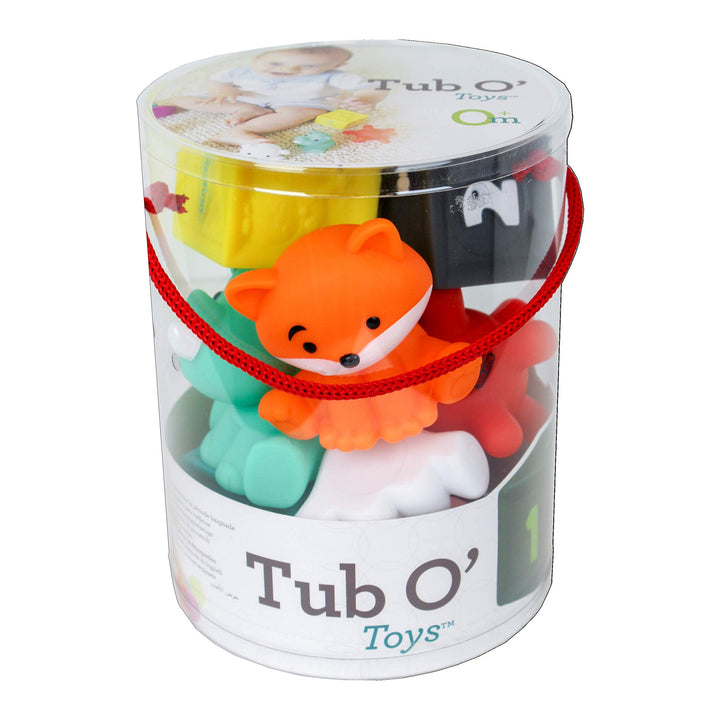 INFANTINO 216289 Sensory Plug und Roll Multiblöcke Kübel mit Texturierter Spielzeuge, Kübel mit