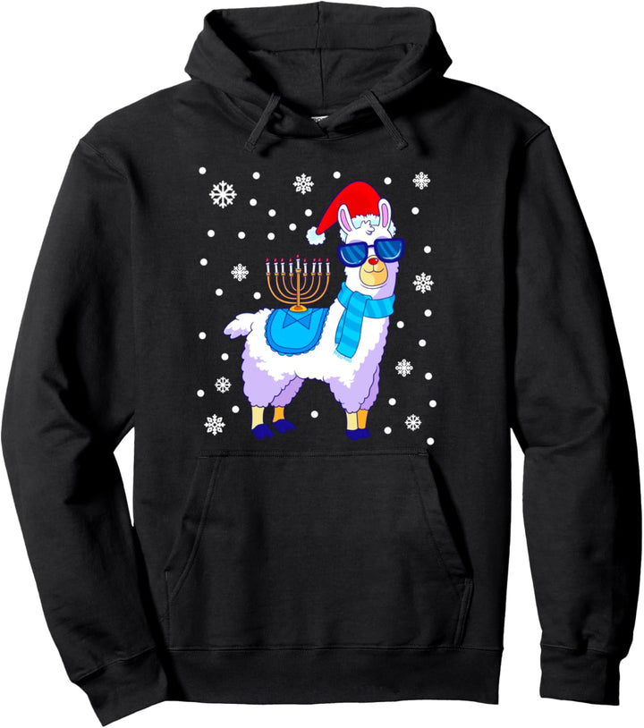 Chanukka Lama Menorah Alpaka Santa Hut Weihnachten Chanukka Pullover Hoodie