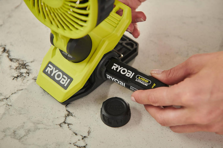 RYOBI 4 V USB-LITHIUM Akku-Clip-Ventilator RCF4-0, 325° drehbarer und 180° schwenkbarer Kopf, ohne A