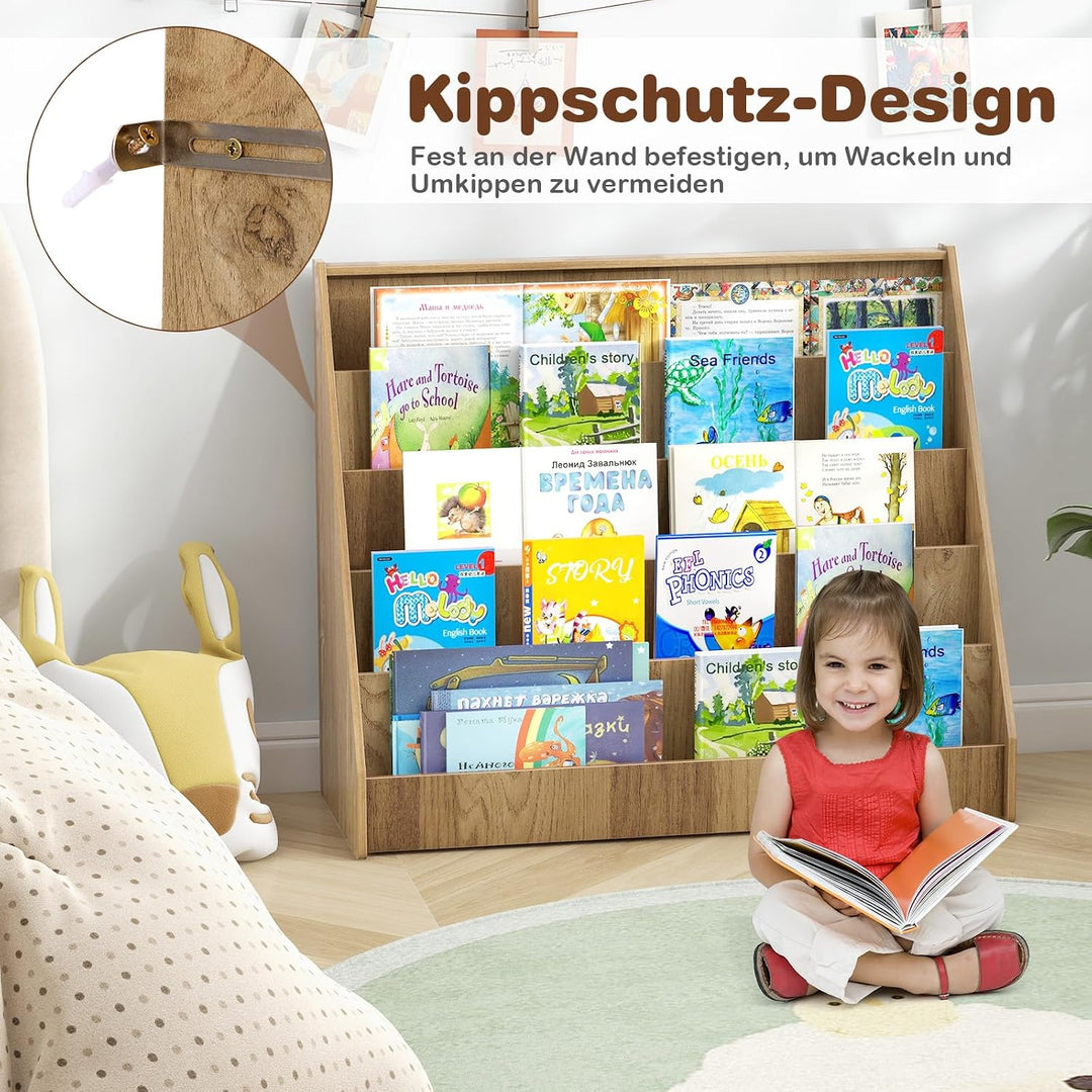 DREAMADE Bücherregal Kinder, Kinderregal aus Holz mit rutschfesten Füssen & pflegeleichter Oberfläch