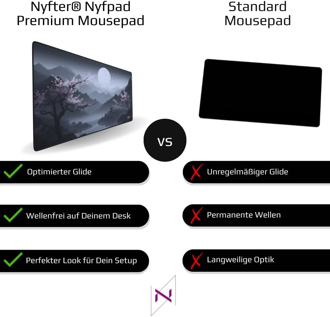 Nyfter - Premium Sakura V3 Gaming Mousepad XXL Mousepad Nyfpad XXL 00x500mm Mousepad wellenfrei mit