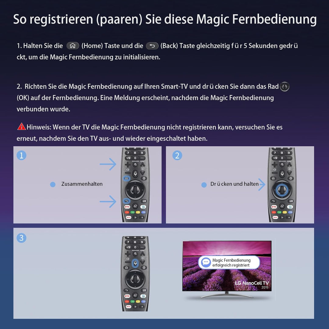 Gvirtue Magic Fernbedienung für LG TV Fernbedienung für LG MR20GA AKB75855501 MR19BA MR18BA Magic Re