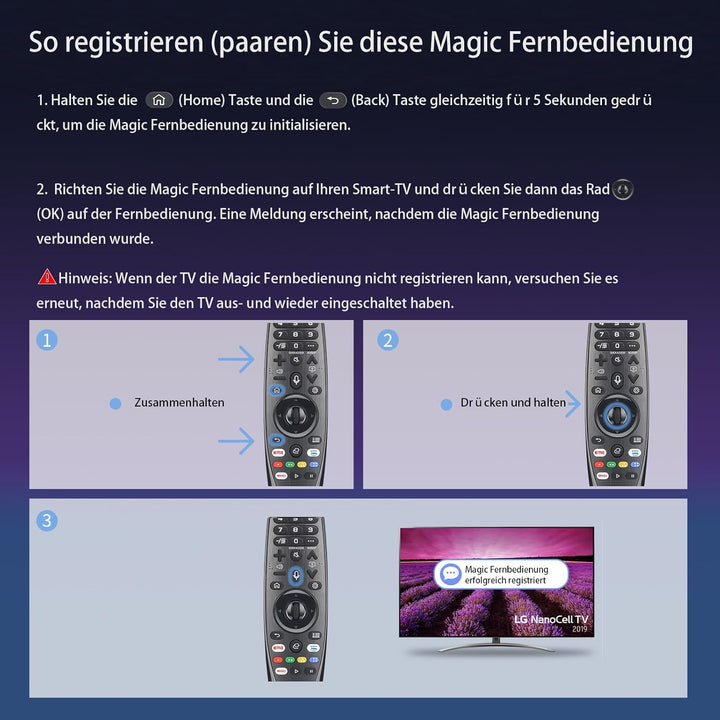 Gvirtue Magic Fernbedienung für LG TV Fernbedienung für LG MR20GA AKB75855501 MR19BA MR18BA Magic Re
