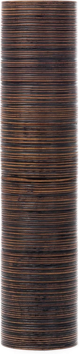 Leewadee Grosse Bodenvase für Dekozweige hohe Standvase Design Holzvase, Holz, 90 cm, Braun 90 cm Br