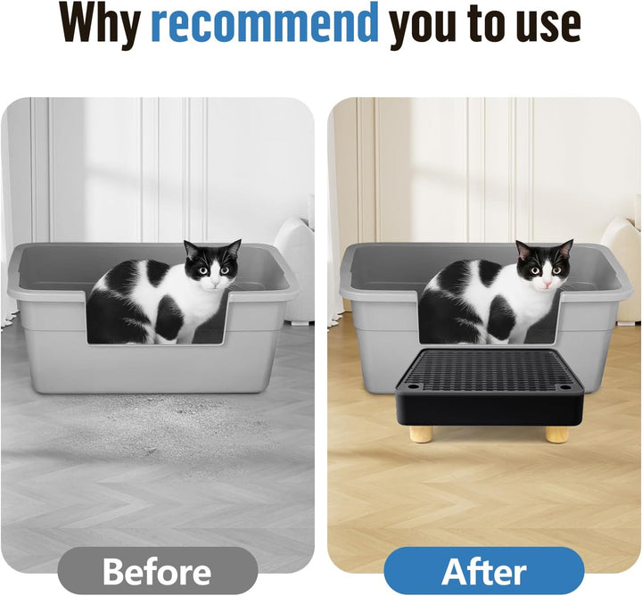 Katzentoilettenrampe, Katzen Treppen & Stufen mit Holzfüsse Filterfunktion, leicht zu reinigender Ti