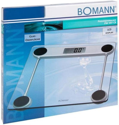 Bomann PW 1417 CB Elektronische Personenwaage mit gut lesbarem LCD-Display, Glas-Oberfläche, 100 g-S