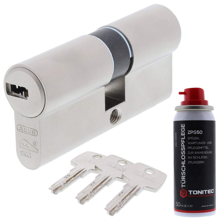 ToniTec Set aus ABUS Zylinderschloss als Doppelzylinder EC550 mit 3 Schlüssel Grösse 45 60 mm + Toni