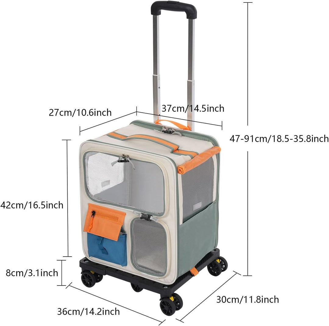 Rollende Transportbox Haustiere, Katzentransportrucksack Tiertransporter mit Rädern, für Reisen, Wan