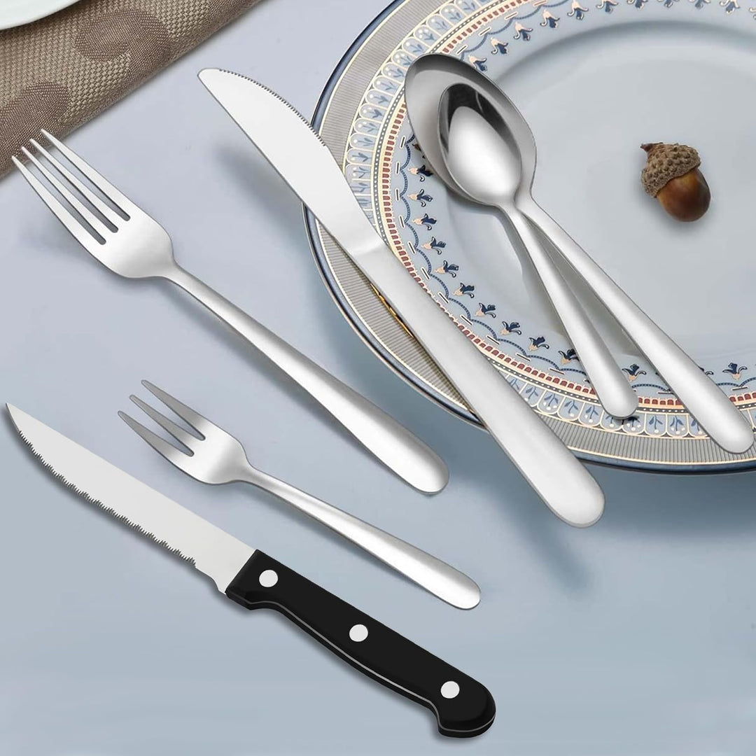 Bestdin Besteck Set mit Steakmesser, 36 teilig Besteck Set 6 Personen, Edelstahl Besteckset mit Mess