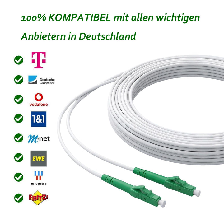 Elfcam® - 40m LWL Glasfaser-Kabel LC/APC auf LC/APC Stecker, Simplex 9/125μm Patchkabel, Lichtwellen
