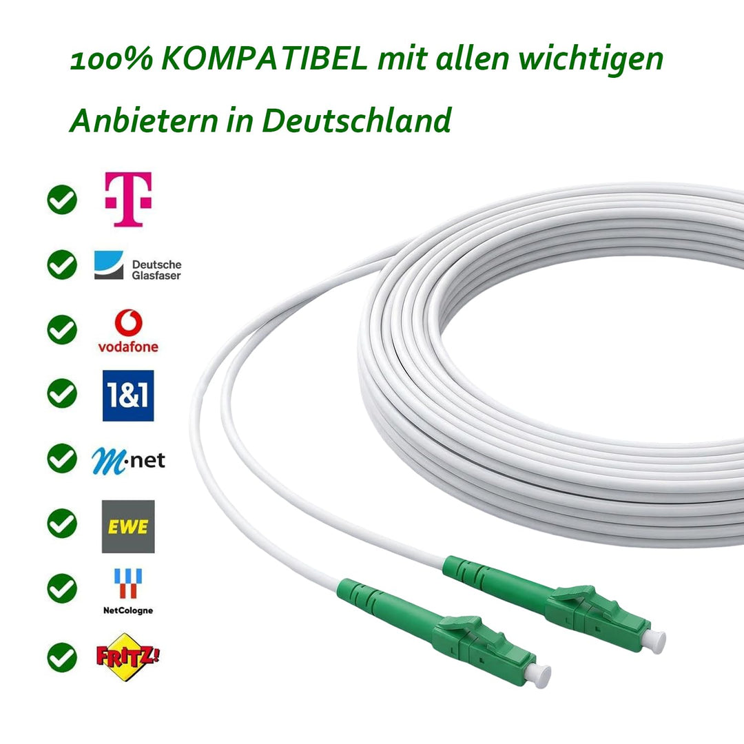 Elfcam® - 100m LWL Glasfaser-Kabel LC/APC auf LC/APC Stecker, Simplex 9/125μm Patchkabel, Lichtwelle