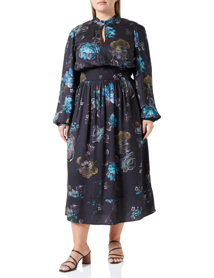 Replay Damen Maxikleid Langarm All Over Print, XXS