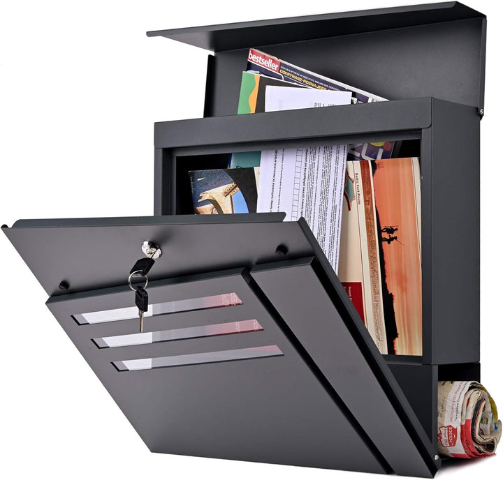 Verda Briefkasten mit Zeitungsfach, 2X Schlüssel, Postkasten Designer Wandbriefkasten, individueller