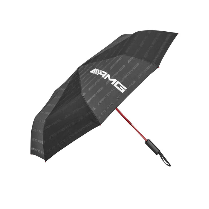 Benz AMG Original Aluminium Taschenschirm Schwarz/Rot Durchmesser 90cm mit Etui und Automatik Öffnun