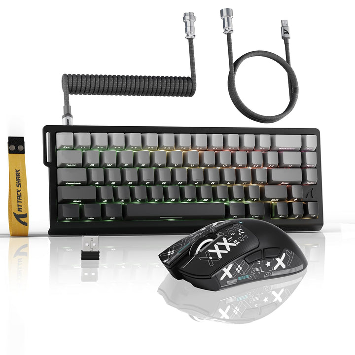 ATTACK SHARK 3-in-1 Kabellose X68PROHE-Tastatur und X11-Gaming-Maus-Kombination,BT/2,4G/Wired,8KHz-M