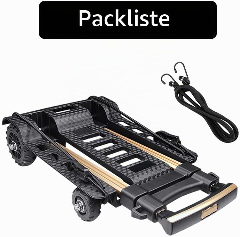 Faltbarer Handwagen, geräuschlose, verschleissfeste PU-Tankräder und einstellbare Aluminium-Deichsel