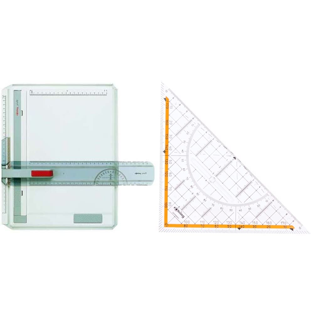 rOtring Profil-A4-Zeichenbrett & Centro-Geometrie-Dreieck mit Griff (gross, 23 cm)