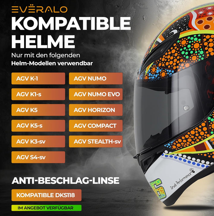 Everalo Kompatibel mit Agv K1 Visier - K3sv - K5 - K5s - K1s - S4sv - Horizon - Skyline - Strada - S