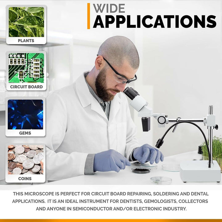 AmScope SE400 Professionelles Binokulares Stereomikroskop, WF10X-Okulare, 1X-Objektiv, LED-Beleuchtu