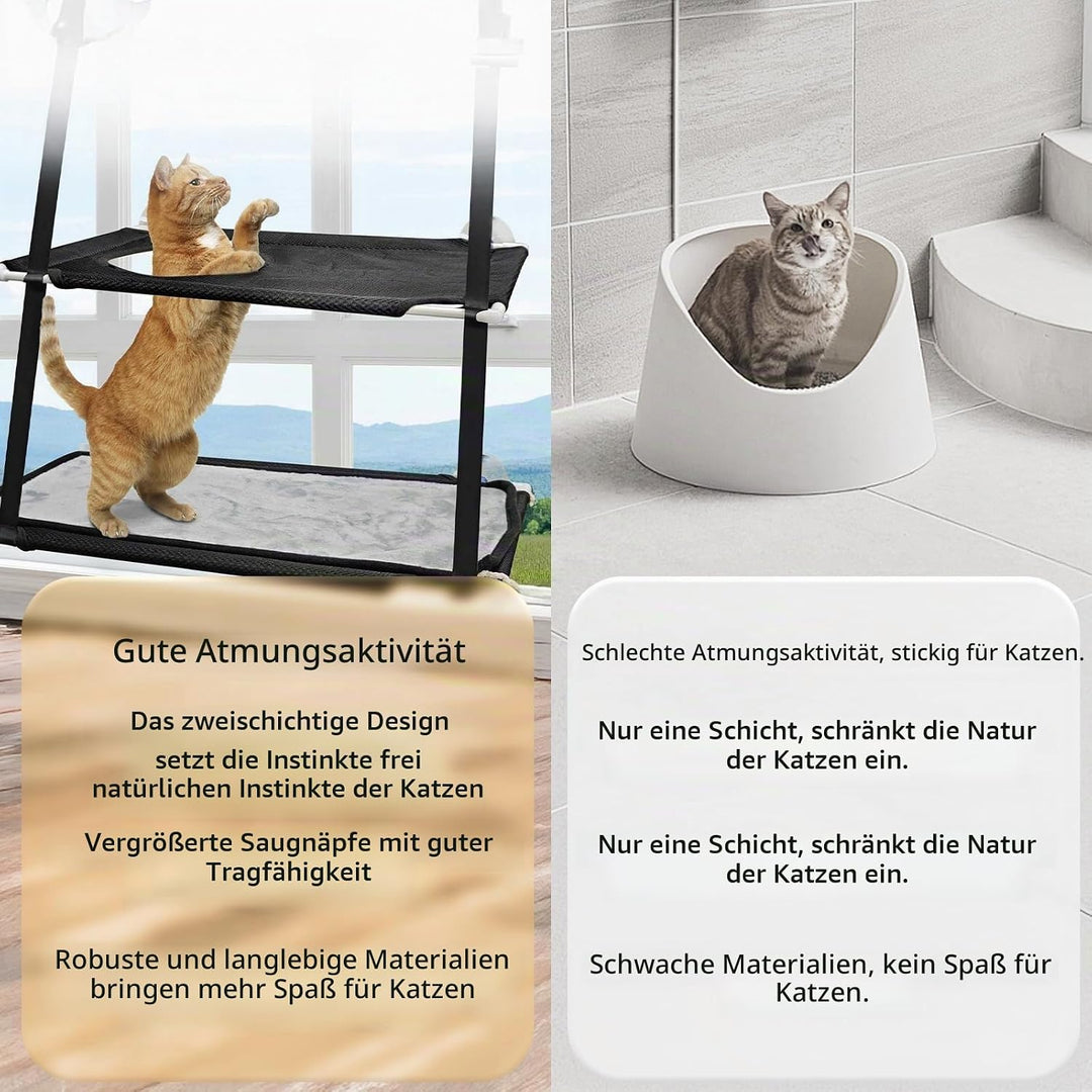 Fenster Katzenhängematte für Katzen bis 25kg,Doppellagiges Katzen Hängematte für Katze in Innenräume