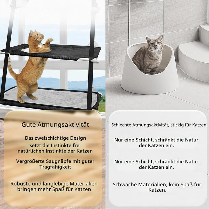 Fenster Katzenhängematte für Katzen bis 25kg,Doppellagiges Katzen Hängematte für Katze in Innenräume