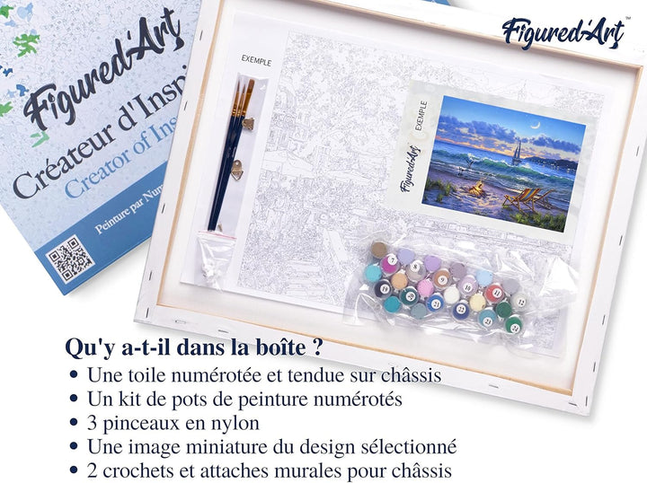 Figured'Art Malen Nach Zahlen Erwachsene Mit Rahmen Abendlicher Strandausblick - Paint by Numbers Ba