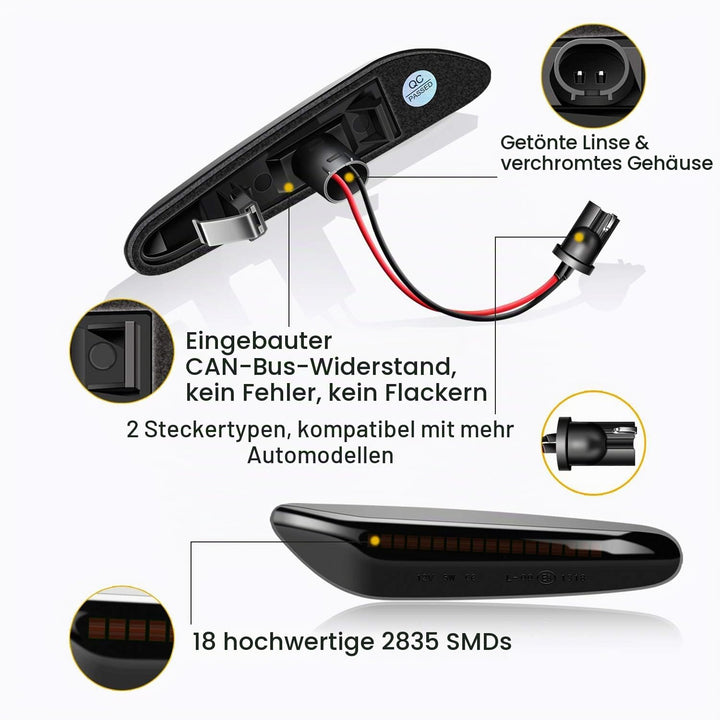 WinPower Seitenmarkierung Signal Licht anmachen Sequenzieller Blinker Fehlerfrei Kompatibel mit BMW