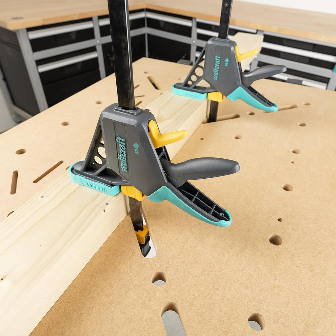 wolfcraft EHZ 100-700 Einhandzwinge PRO 3033000 | Kraftvolle Zwinge zum professionellen Spannen von