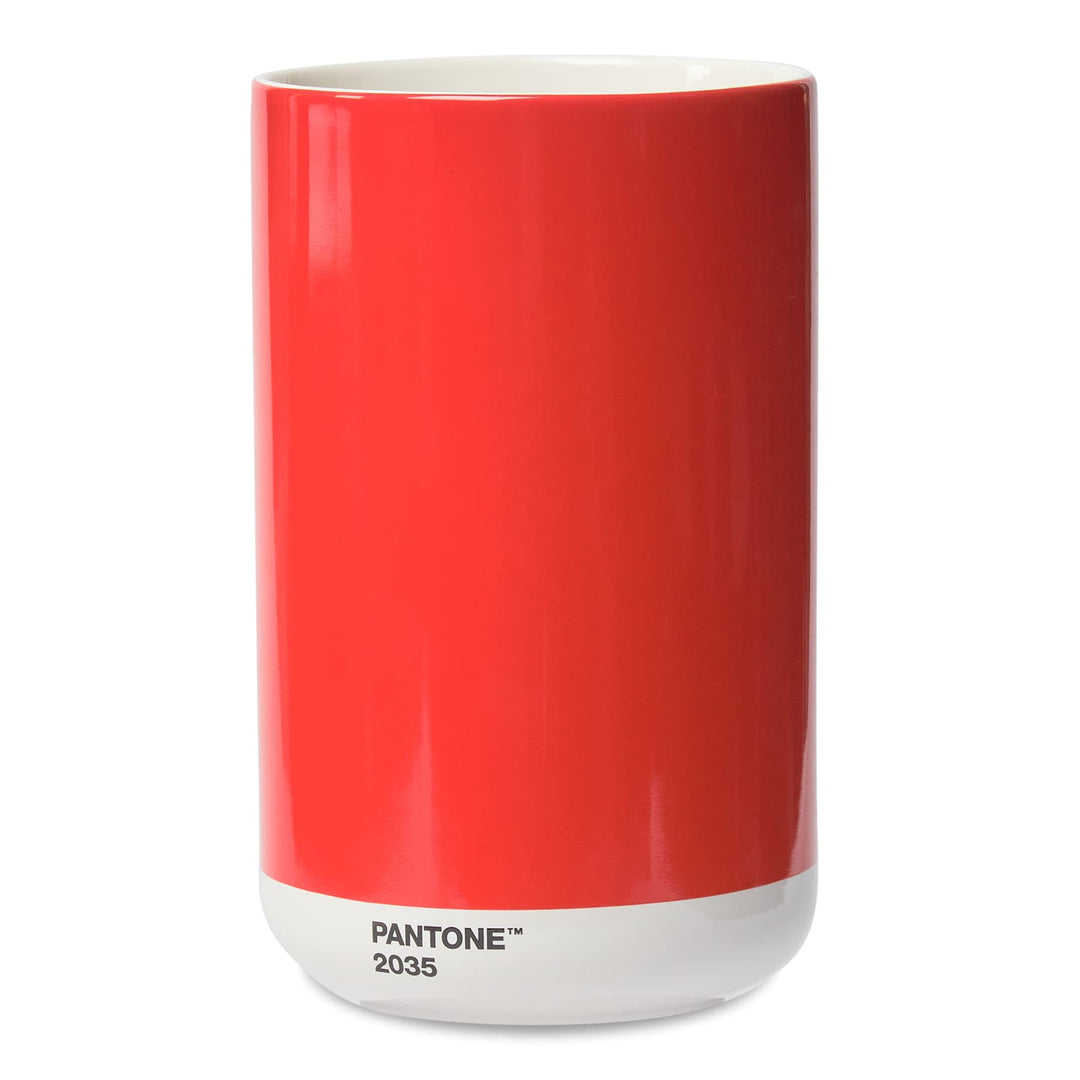 PANTONE Porzellan Vase mit Geschenkbox, Jar, dekorative hochwertige Blumenvase, 1 Liter, Red 2035 C,