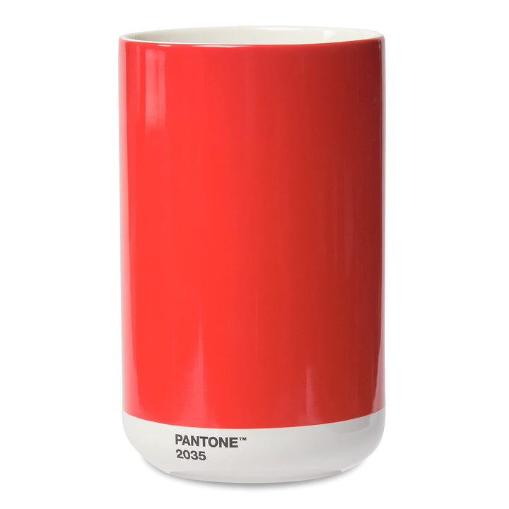 PANTONE Porzellan Vase mit Geschenkbox, Jar, dekorative hochwertige Blumenvase, 1 Liter, Red 2035 C,