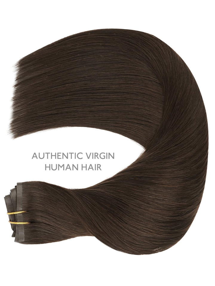 WENNALIFE Nahtlose Clip In Extensions Echthaar, 35cm 9pcs 130g Helles Dunkel Braun Echthaar Extensio