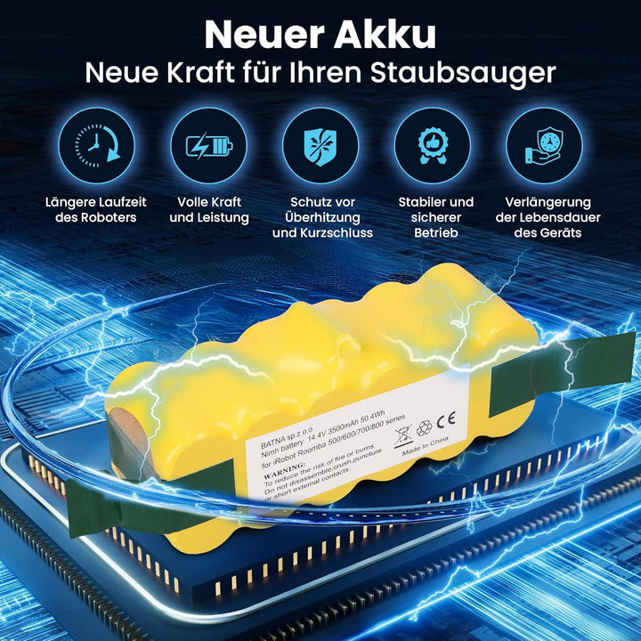 Extralink Ersatzakku kompatibel mit iRobot Roomba 500 - Batterie 14,4V 3000mAh für Akku Staubsauger