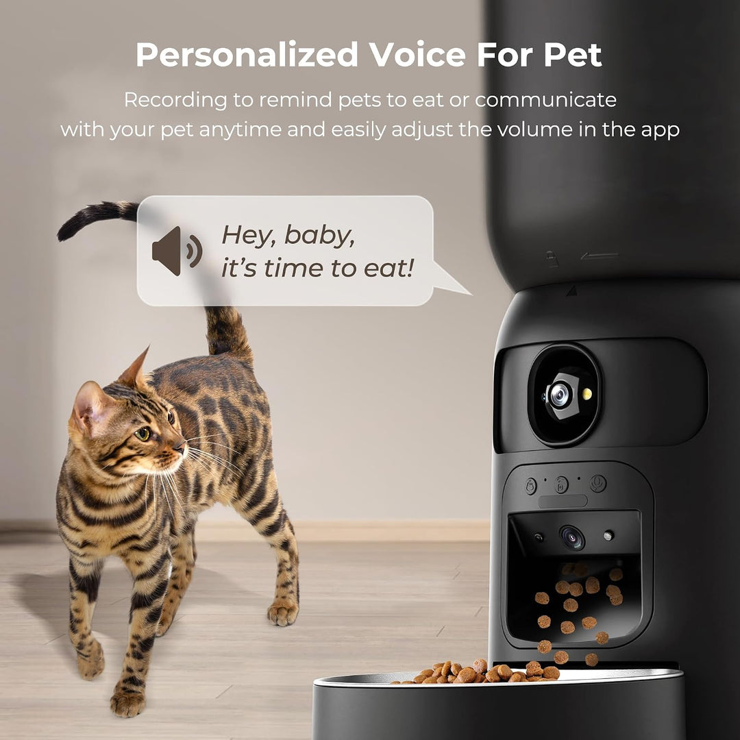 Futterautomat Katze 6L mit 2 Kamera für Trockenfutter, WiFi APP-Steuerung | Laser Interaktives, HD B