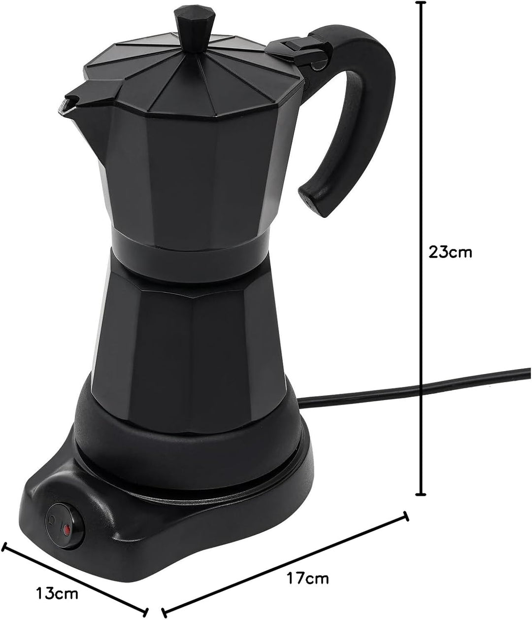 CHERIPOLI Mokkakanne, 300ml Espresso Kocher, Kaffeekocher in Schwarz, verdecktes Heizelement, elektr