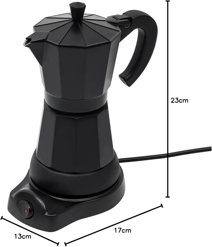 CHERIPOLI Mokkakanne, 300ml Espresso Kocher, Kaffeekocher in Schwarz, verdecktes Heizelement, elektr
