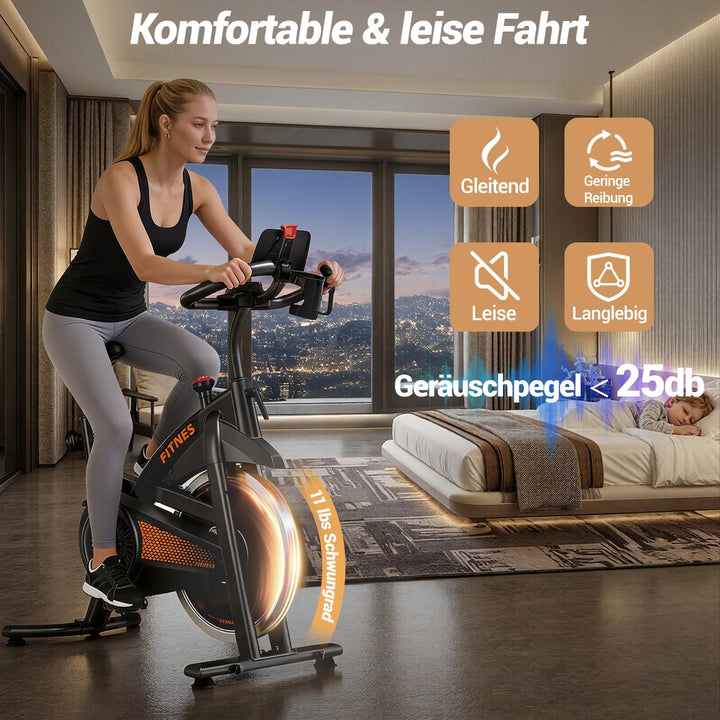 UMAY Heimtrainer Fahrrad, Indoor Spinning Bike, Ergometer mit Pulsmessung &amp; LED Display, Hometrainer