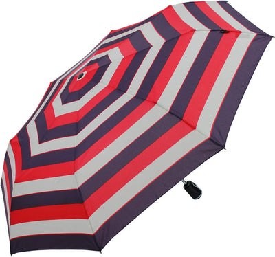 Knirps Regenschirm Damen Taschenschirm Large Duomatic Stripe (Stripe Red), Stripe Red