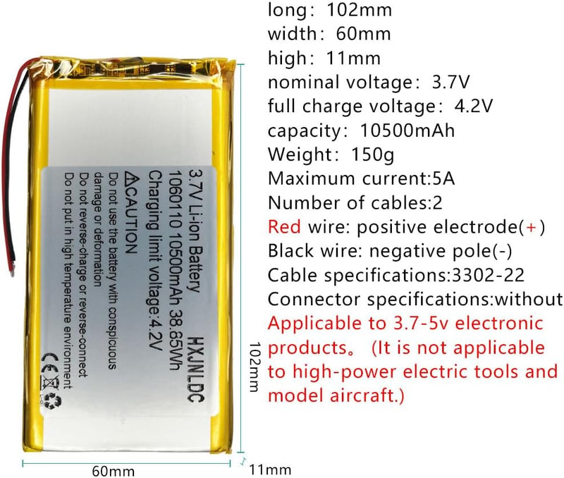 DC 3.7V 10500mah 1060110 li-ion Lithium Ionenpolymer Batteriewechsel für DIY 3.7-5v elektronische Pr