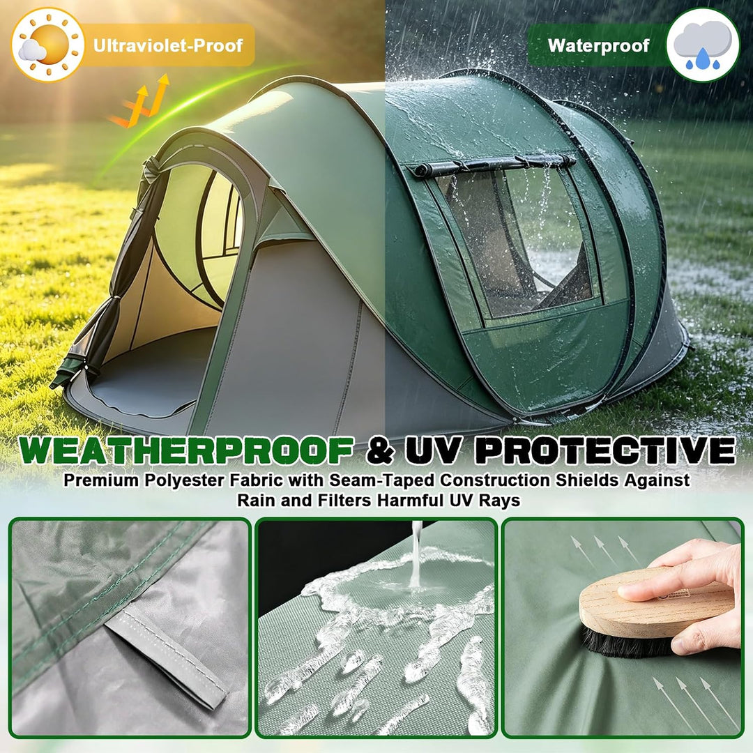 Camping Zelt, Pop Up Zelt 4-5 Personen, Automatisches Aufstellzelt in 3 Sekunden, Wurfzelte Wasserdi