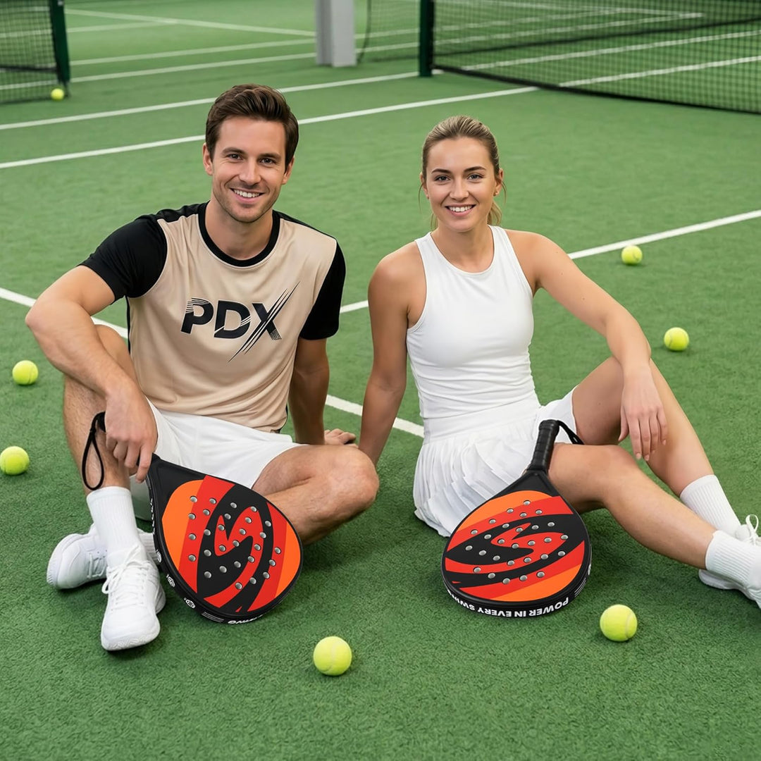 Padelracket 2er-Set mit ABS-Oberfläche und Eva-Schaumkern, für Erwachsene, inklusive Zwei Bällen und