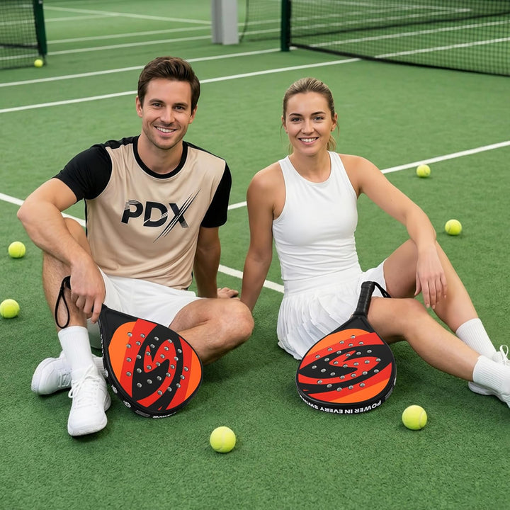 Padelracket 2er-Set mit ABS-Oberfläche und Eva-Schaumkern, für Erwachsene, inklusive Zwei Bällen und